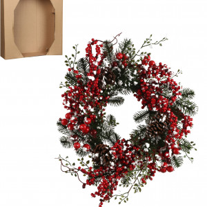 Венок Айден с красными ягодами 40 см., House of Seasons (84060)