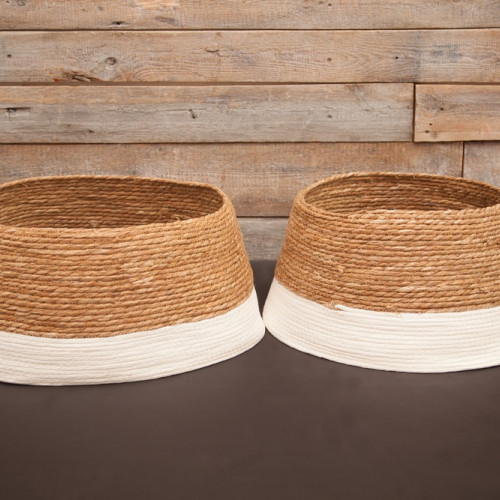 Джутовая корзина под елку 26х58 см., коричневая с белой полосой, Christmas DeLuxe (86499)