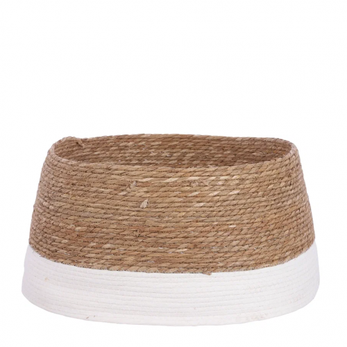 Джутовая корзина под елку 26х58 см., коричневая с белой полосой, Christmas DeLuxe (86499)