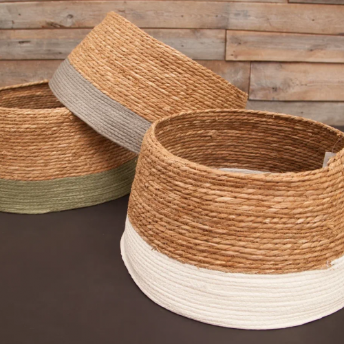 Джутовая корзина под елку 26х58 см., коричневая с белой полосой, Christmas DeLuxe (86499)