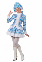 Карнавальный костюм Снегурочка узорная короткая, размер 46 (1138-1-46)
