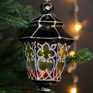 Елочное украшение Фонарь праздничный h-13 см., стекло, Витус (55483)