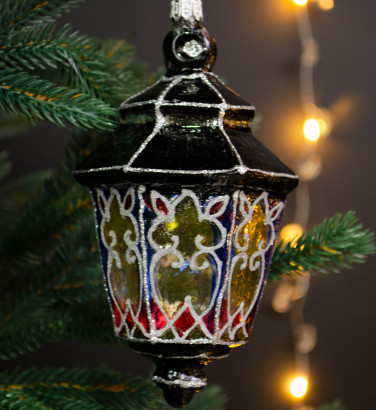 Елочное украшение Фонарь праздничный h-13 см., стекло, Витус (55483)