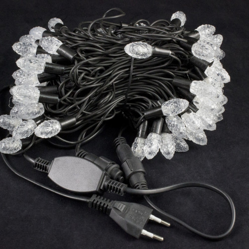 Светодиодная нить Шишки 10 м., 220V, 100 разноцветных LED ламп, черный каучук, соединяемая, Winner Light (m.01.7B.100+2,5B) в Санкт-Петербурге