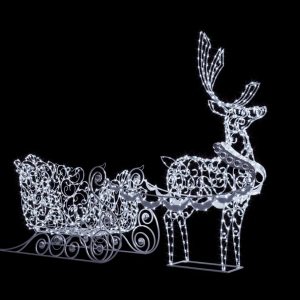 Светодиодная композиция Сани ажурные со стилизованным оленем, Сад Радости (SR050)