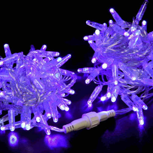 Светодиодная нить 100 фиолетовых LED ламп, 10 м., 220В, мерцание, прозрачный провод ПВХ, Teamprof (TPF-S10CF-24V-CT/V)