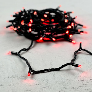Светодиодная гирлянда с колпачком 75 красных LED ламп 10 м., 24В., черный каучуковый провод, IP65, LTC (LL75-1-1R)