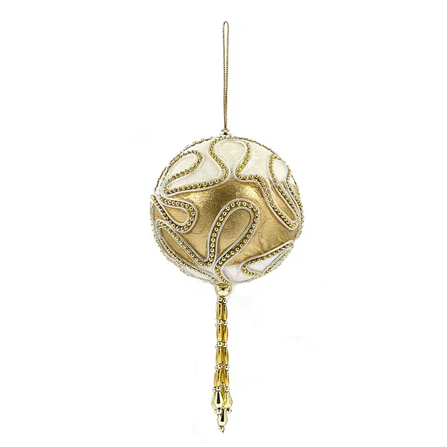 Винтажный шар Янтарный лабиринт 13 см., шампань, 1 шт., Christmas De Luxe (86553)