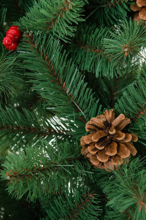 Искусственная елка Новогодняя сказка с шишками и ягодами 210 см., мягкая хвоя, ЕлкиТорг (15210)