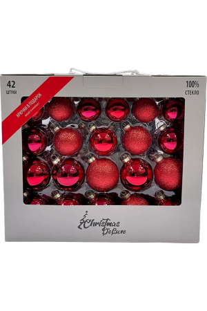 Набор стеклянных шаров Классический красный 42 шт., Christmas DeLuxe (87162)