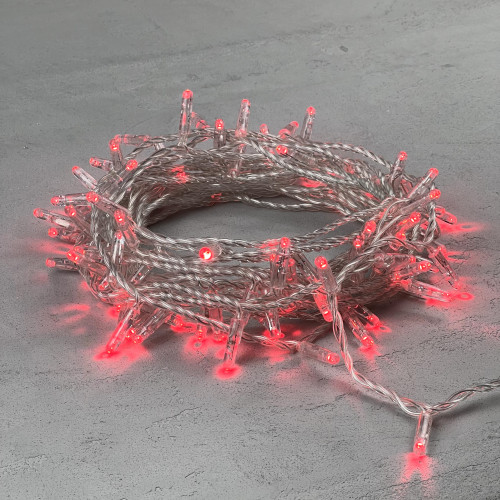 Светодиодная гирлянда с колпачком 100 красных LED ламп 10 м., 220-230 В., прозрачный провод ПВХ, IP65, LTC (PST100CAP-10-2R)