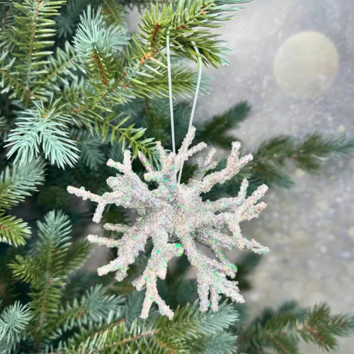 Винтажное украшение Сокровища Посейдона - Коралл с бисером, 15 см., серебро, 1 шт., Christmas DeLuxe (86527)