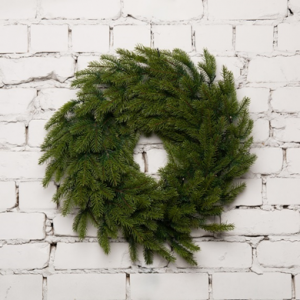 Рождественский венок Богемский 60 см., 60 теп.белых ламп., 100% литая хвоя, ЕлкиТорг (52110)