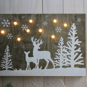 Рождественская декорация Олени в лесу, размер 30*40 см., Svetlitsa (17-222)