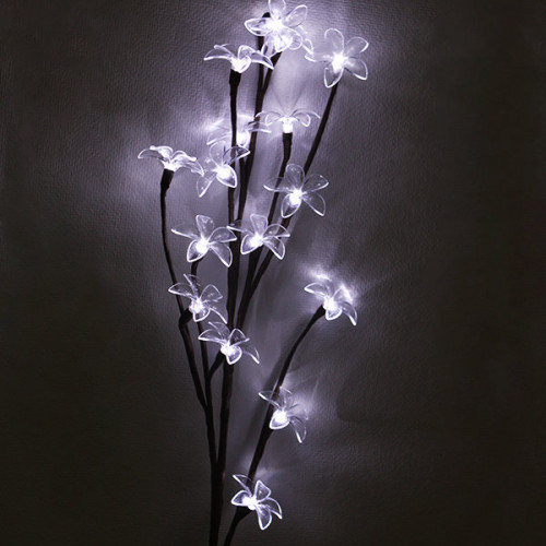 Светодиодная флористика Ветка Плюмерии 1 м., 3*АА батарейки, 16 холодных белых LED ламп, Beauty Led (LC33L-16A-517)