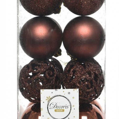 Набор пластиковых шаров Белль 60 мм, палисандровый, 16 шт, Kaemingk (020886)