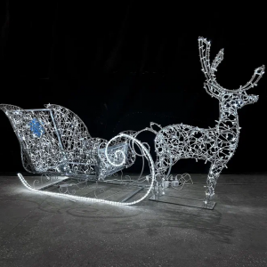  Светодиодная композиция Сани композитные со стилизованным оленем, Сад Радости (SR051)