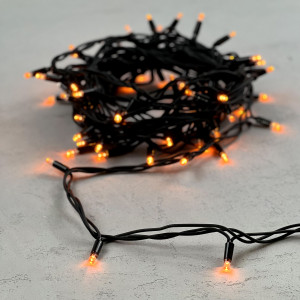 Светодиодная гирлянда с колпачком 75 желтых LED ламп 10 м., 24В., черный каучуковый провод, IP65, LTC (LL75-1-1Y)