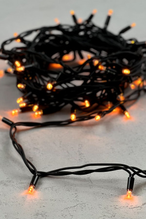Светодиодная гирлянда с колпачком 75 желтых LED ламп 10 м., 24В., черный каучуковый провод, IP65, LTC (LL75-1-1Y)