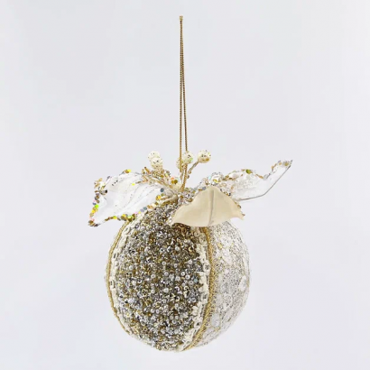 Винтажный шар Магнолия нежная 10 см., шампань, 1 шт., Christmas De Luxe (86596)