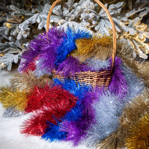 Мишура Праздничная д.150 мм., дл.2 м.,серебро, КАЗ КОМ (Г-239/серебро)