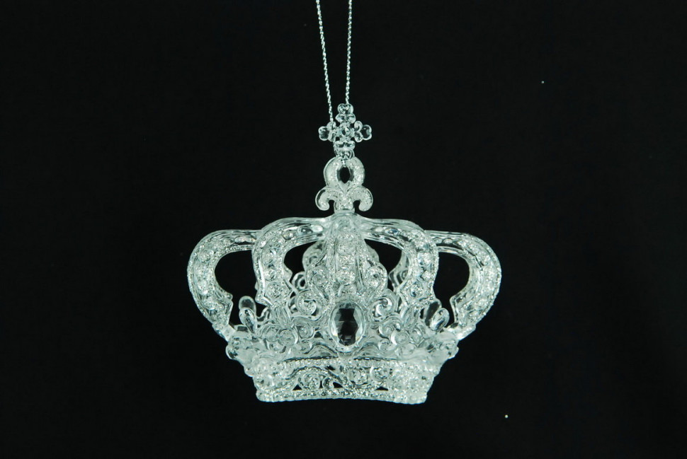 Украшение "Корона 3D" цвет серебро.12 см. (150041)