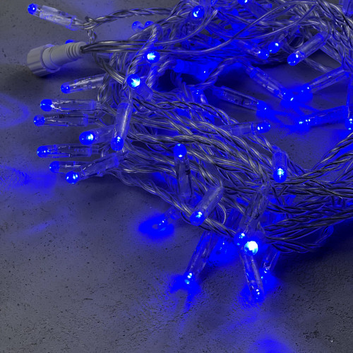 Светодиодная гирлянда с колпачком 100 синих LED ламп 10 м., 220-230 В., прозрачный провод ПВХ, IP65, LTC (PST100CAP-10-2B)