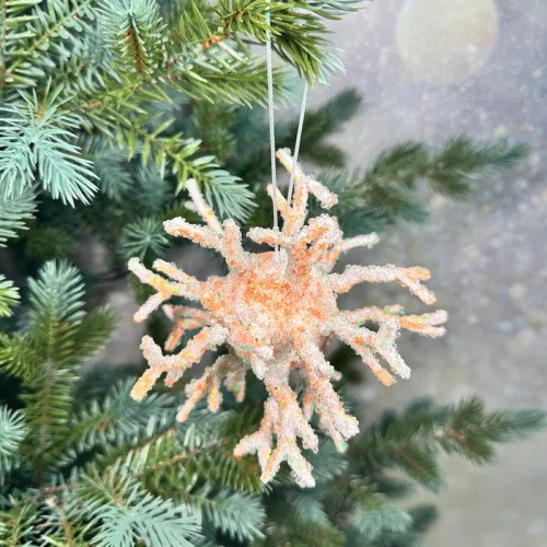 Винтажное украшение Сокровища Посейдона - Коралл с бисером, 15 см., бежевый, 1 шт., Christmas DeLuxe (86583)