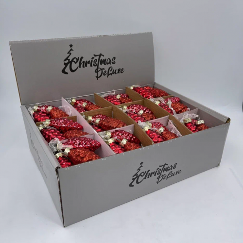 Набор стеклянных украшений Гроздь Шишек, 3 шт., 6 см., красный, Christmas DeLuxe (89878)