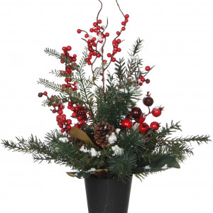 Букет с красными ягодками в горшке 45*26 см. (83091)