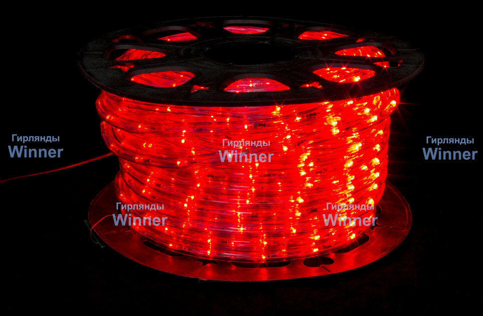 Дюралайт круглый Ø 10.5 мм., 220V, 3-жилы, красные LED лампы 24 шт на 1 м., бухта 50 м, силикон, Winner (05.50.10,5.24R) в Белгороде