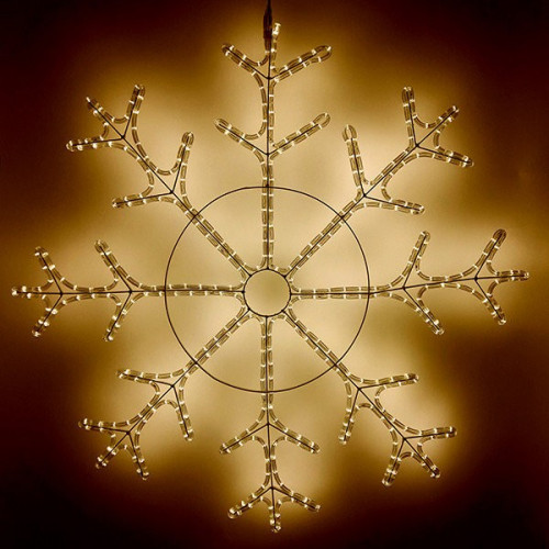 Светодиодная фигура Снежинка 110 см., 220V, 504 теплых белых LED ламп, прозрачный дюралайт, BEAUTY L
