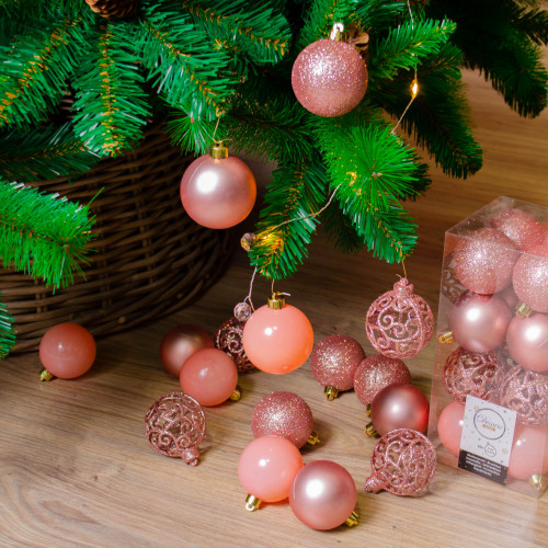 Набор пластиковых шаров Белль 60 мм, карамельно-розовый, 16 шт, Kaemingk (020891)