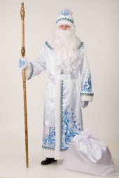 Карнавальный костюм Дед Мороз сатин аппликация белый, р.54-56 (5350-54-56)