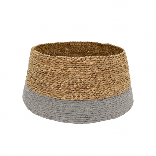 Джутовая корзина под елку 26х58 см., коричневая с серой полосой, ChristmasDeLuxe (86501)