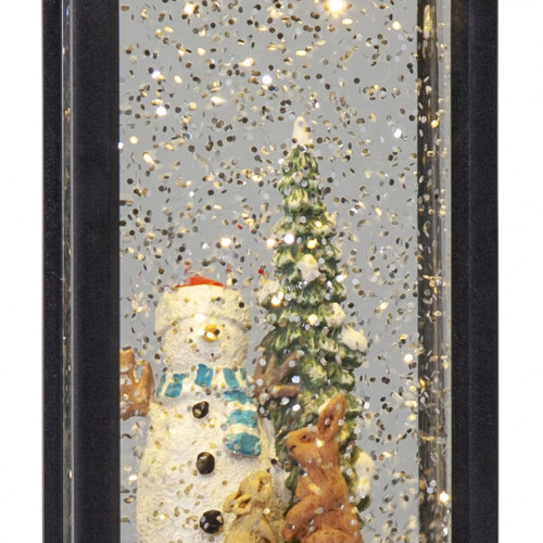 Светящийся фонарь Зимушка  23х8,5 см, 1 LED лампа, на батарейках, черный, движение блёсток, Star Trading (991-83) 