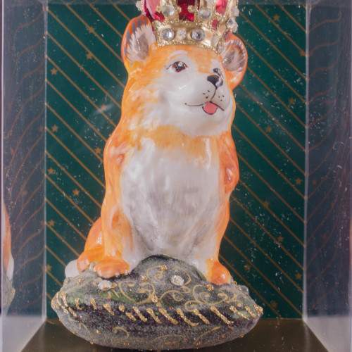 Елочное украшение Собака Корги  h-14 см., стекло, Витус (56041)