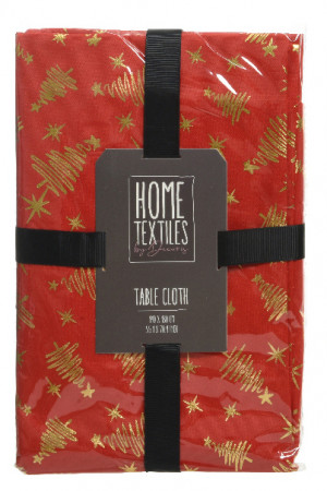 Скатерть Новогодний фейверк 140х180 см., красный с золотом, Kaemingk (668542/1)