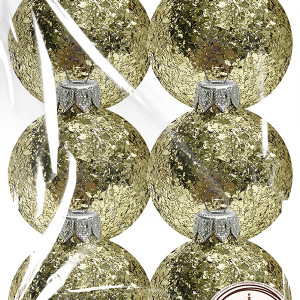 Набор пластиковых шаров Серпантин, 65 мм., 6шт., золотой, ПромЕлка (НШИПЛС-65Gold)