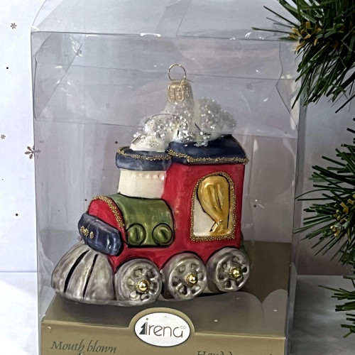 Елочное украшение Паровоз, стекло, 8,5 см., 1 шт., Irena CO (51059)