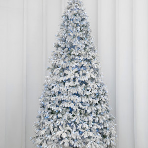 Искусственная елка Камчатская заснеженная 5 м., 1800 холодных белых LED ламп., Литая хвоя+ПВХ, ЕлкиТорг (178500)