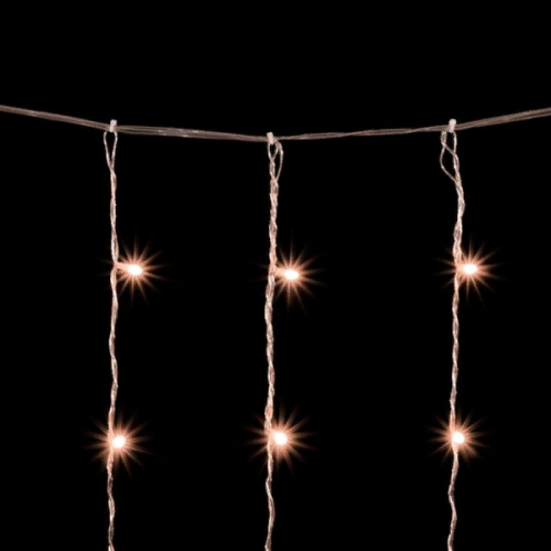 Светодиодный занавес 2*2 м., 400 экстра теплых белых LED ламп, мерцание, облегченный, прозрачный провод ПВХ, LTC (PCL400NOTBLW-10-2EWW) в Санкт-Петербурге