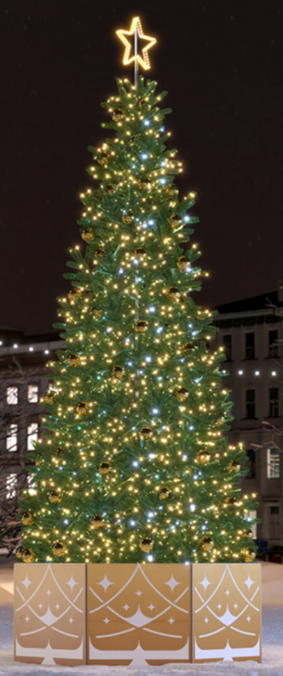 Новогодняя уличная ель «Золотые искры» - 9 м. Conso 