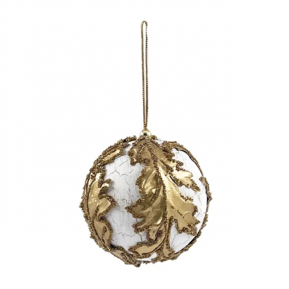 Винтажный шар Версаль 9 см., белый с золотом, 1 шт., Christmas De Luxe (86525) 