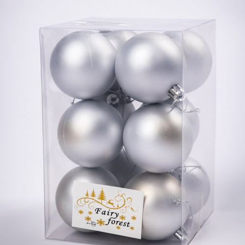 Набор пластиковых шаров Вероника 60 мм., серебро матовый, 12 шт., ЕлкиТорг (150202) в Санкт-Петербурге