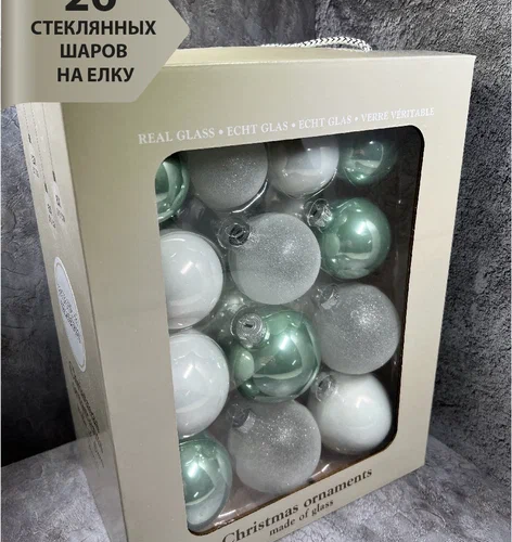 Набор стеклянных шаров Мятная прохлада 26 шт., Christmas DeLuxe (86458)