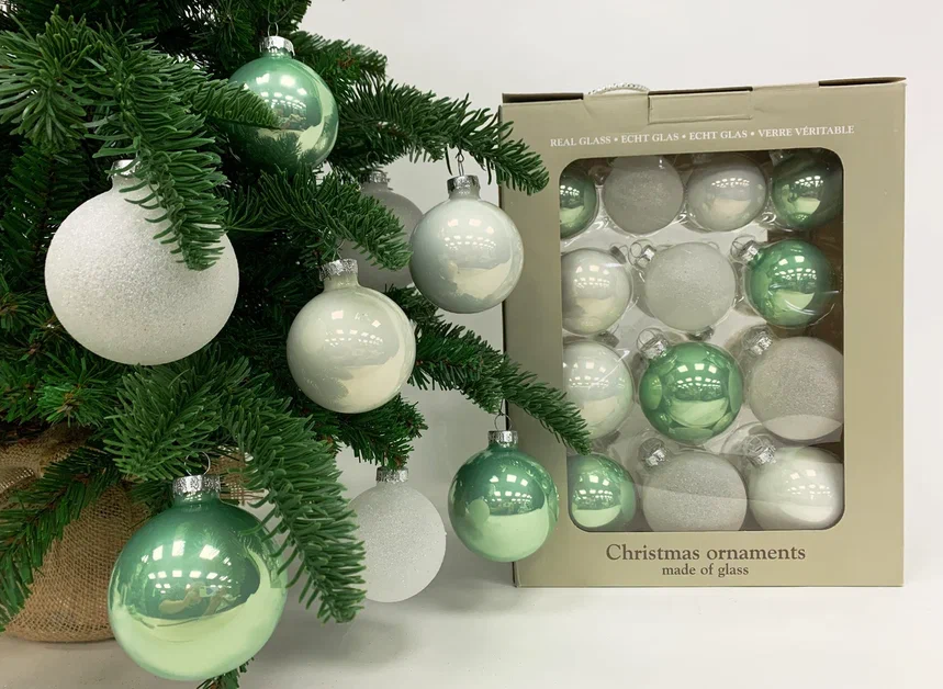 Набор стеклянных шаров Мятная прохлада 26 шт., Christmas De Luxe (86458) в Томске