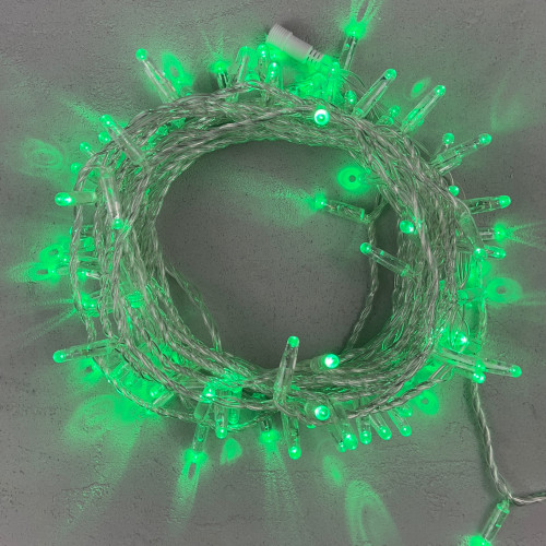 Светодиодная гирлянда с колпачком 100 зеленых LED ламп 10 м., 220-230 В., прозрачный провод ПВХ, IP65, LTC (PST100CAP-10-2G)