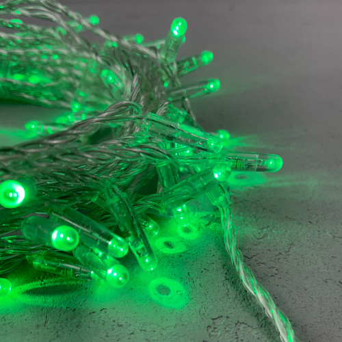 Светодиодная гирлянда с колпачком 100 зеленых LED ламп 10 м., 220-230 В., прозрачный провод ПВХ, IP65, LTC (PST100CAP-10-2G)