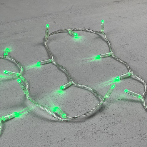 Светодиодная гирлянда с колпачком 100 зеленых LED ламп 10 м., 220-230 В., прозрачный провод ПВХ, IP65, LTC (PST100CAP-10-2G)